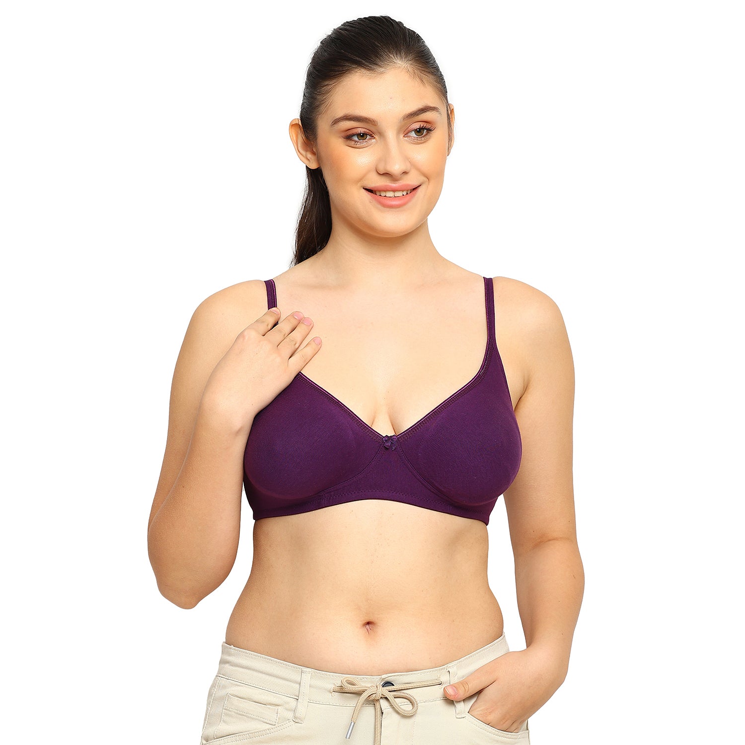 Crystal T-shirt Bra | Double Layered | Non -Padded | Extra Side Support for Bulge Control