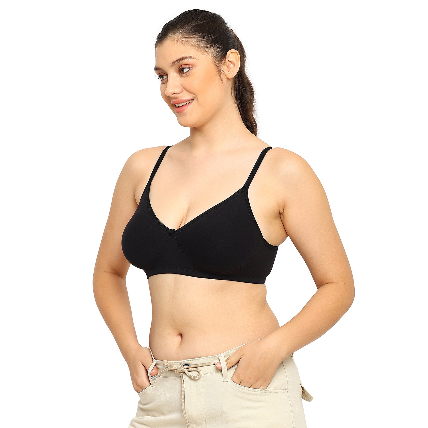 Crystal T-shirt Bra | Double Layered | Non -Padded | Extra Side Support for Bulge Control