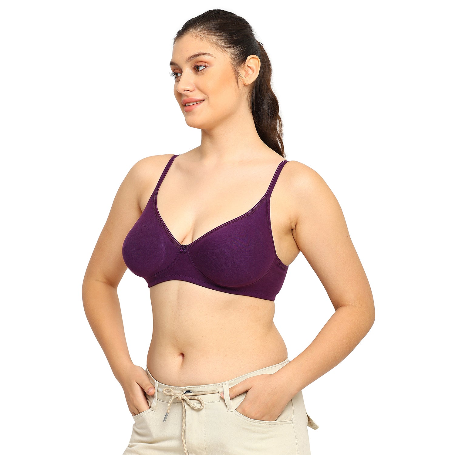 Crystal T-shirt Bra | Double Layered | Non -Padded | Extra Side Support for Bulge Control