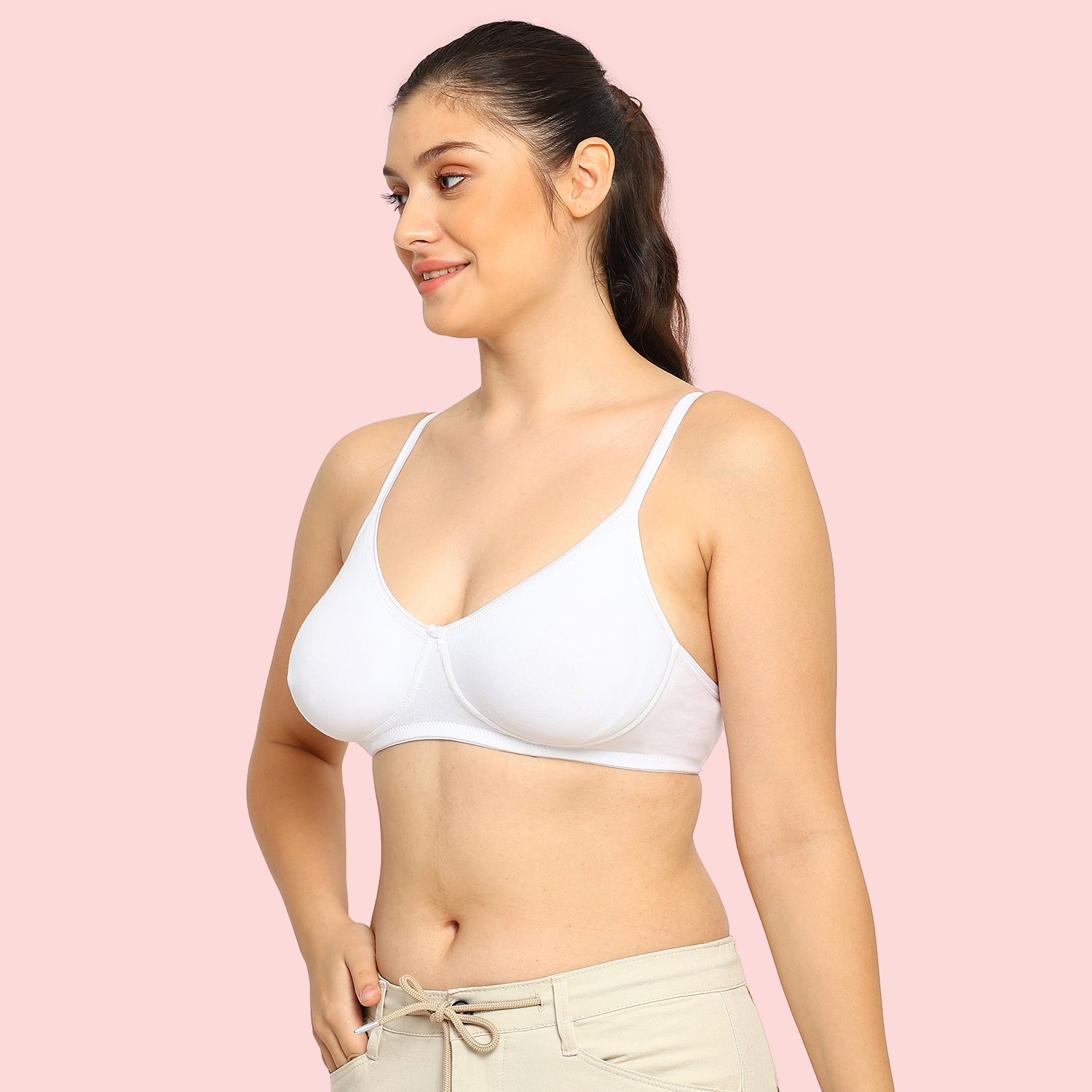 Crystal T-shirt Bra | Double Layered | Non -Padded | Extra Side Support for Bulge Control