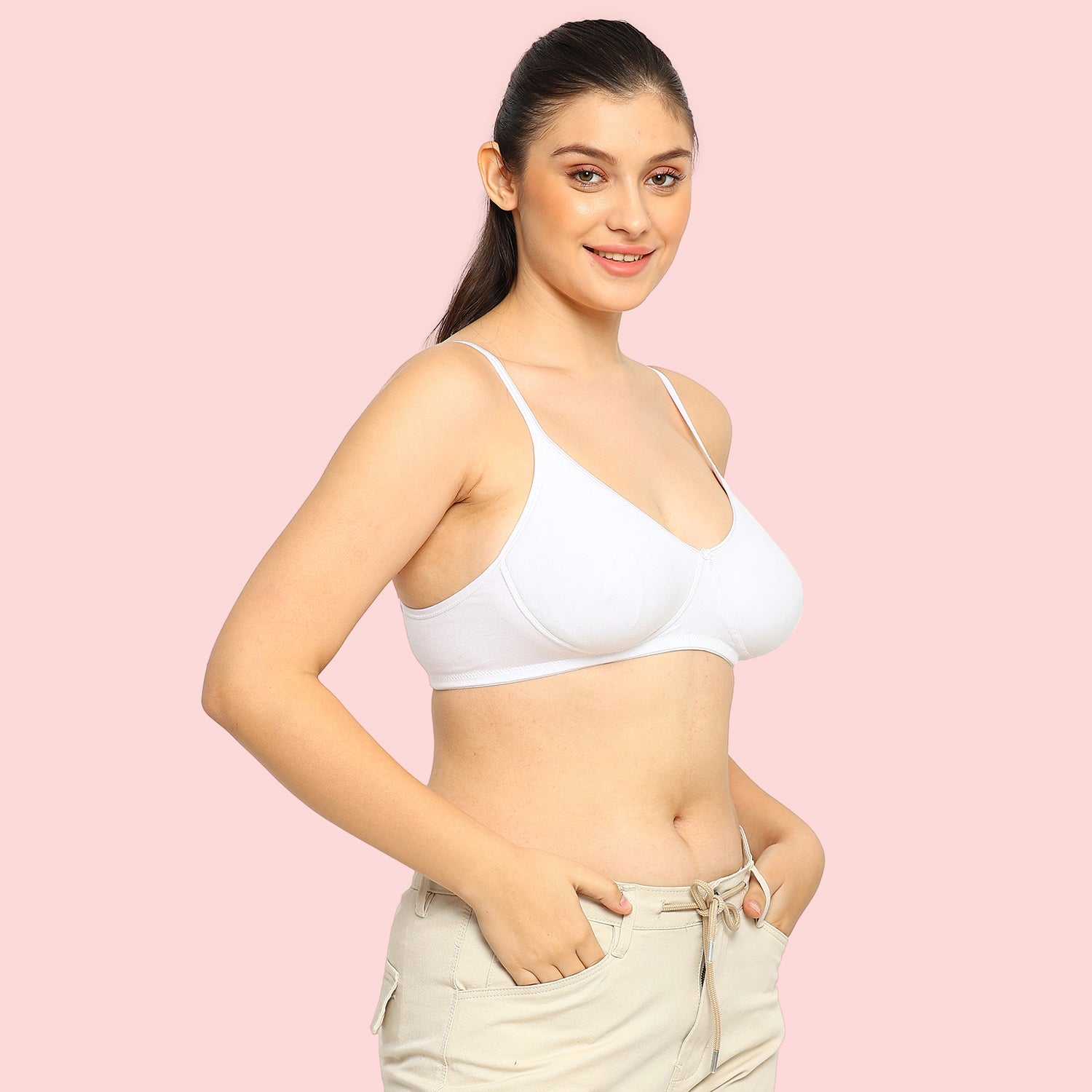 Crystal T-shirt Bra | Double Layered | Non -Padded | Extra Side Support for Bulge Control